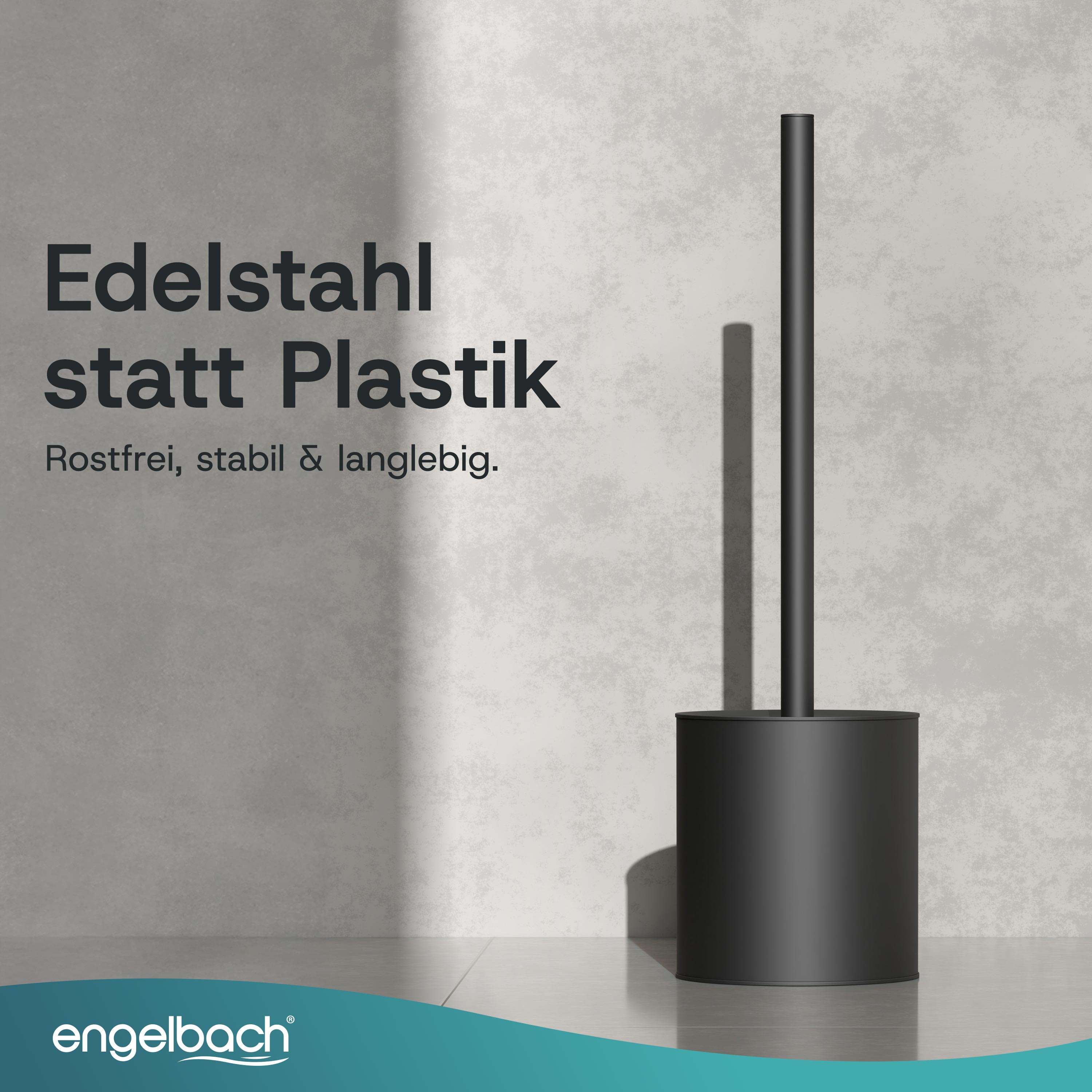 WC Bürste aus Silikon mit Edelstahl Griff - Rund