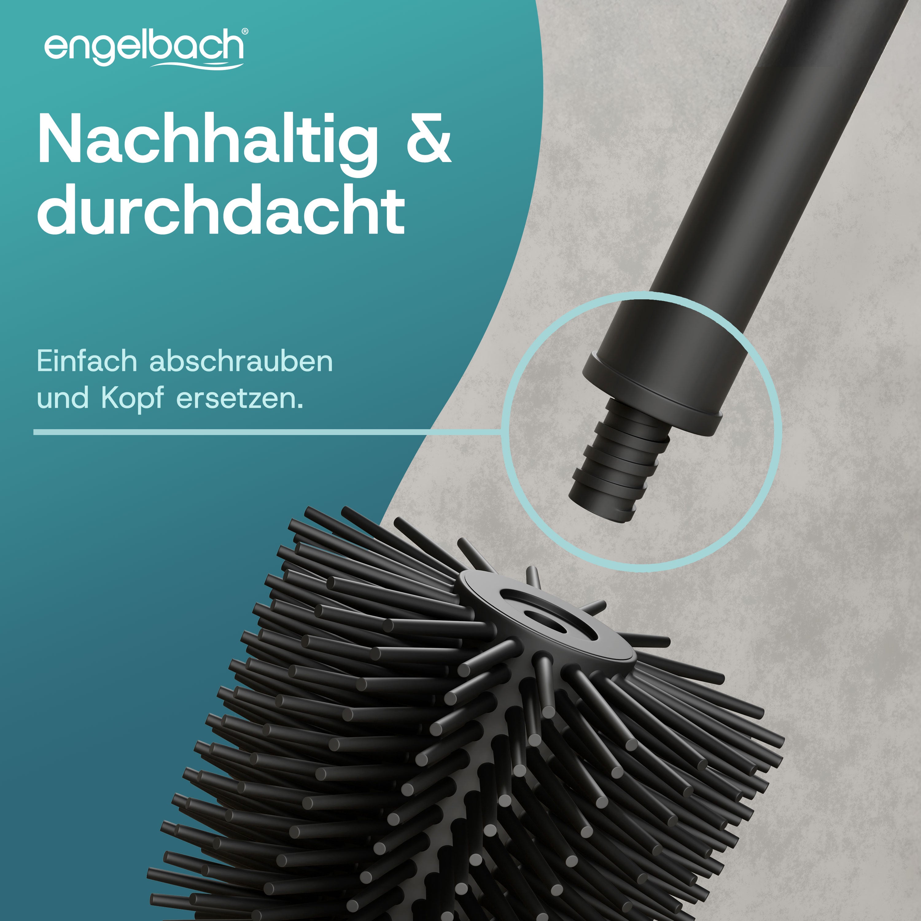 WC Bürste aus Silikon mit Edelstahl Griff - Rund