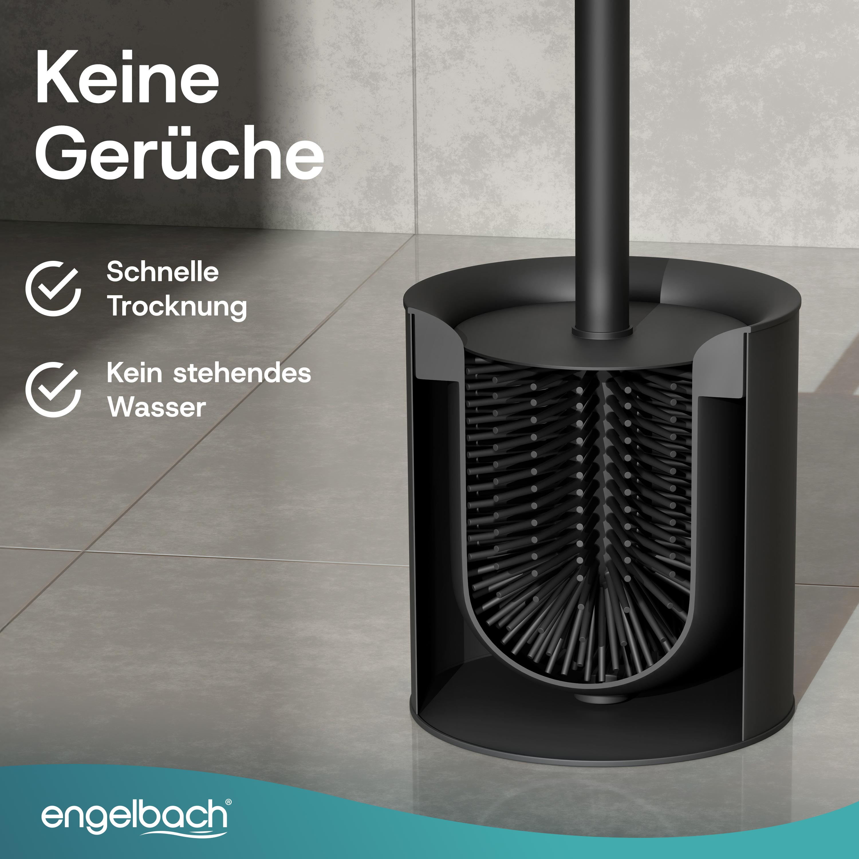 WC Bürste aus Silikon mit Edelstahl Griff - Rund