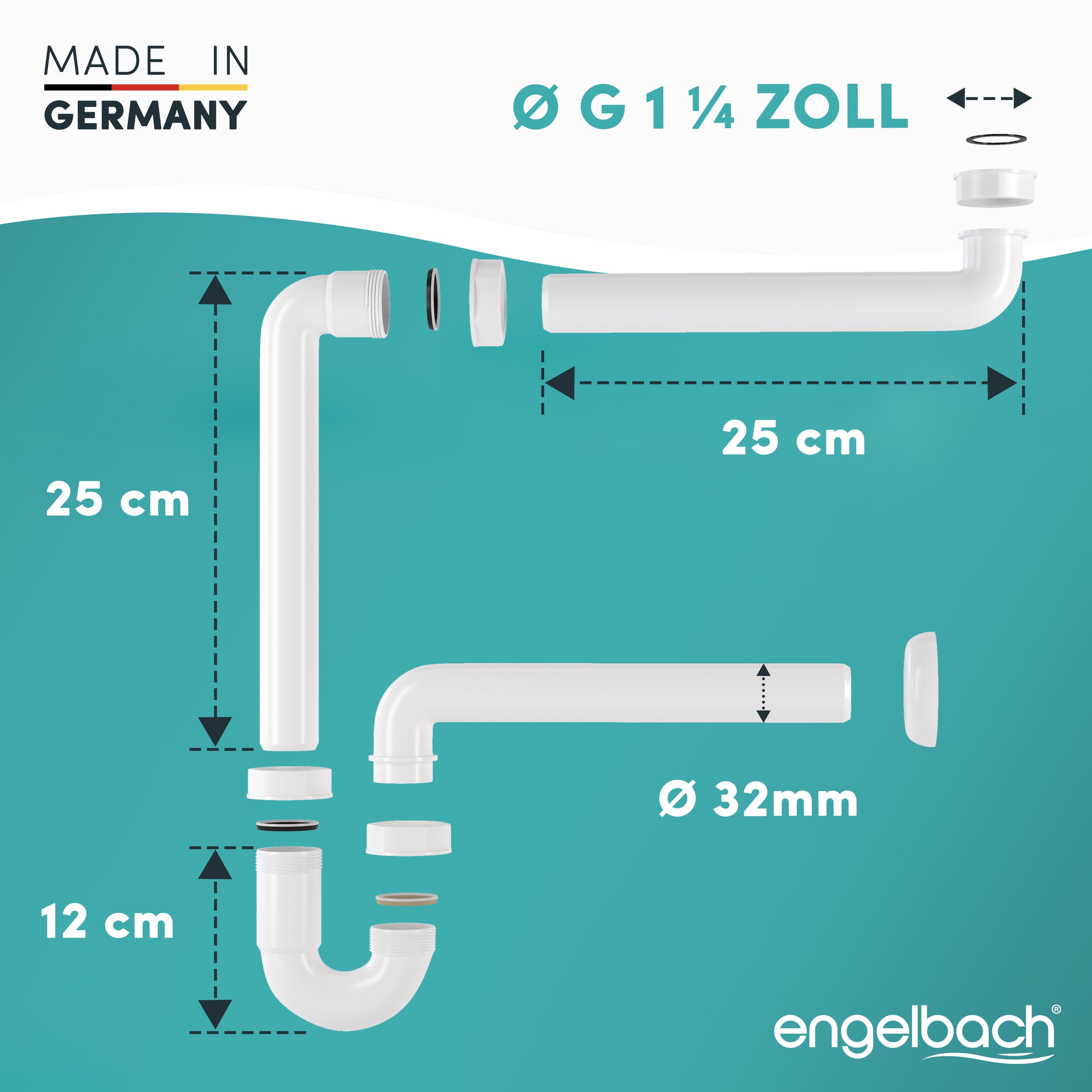 Raumsparsiphon - 1 1/4" x 32mm, Inkl. Video Anleitung