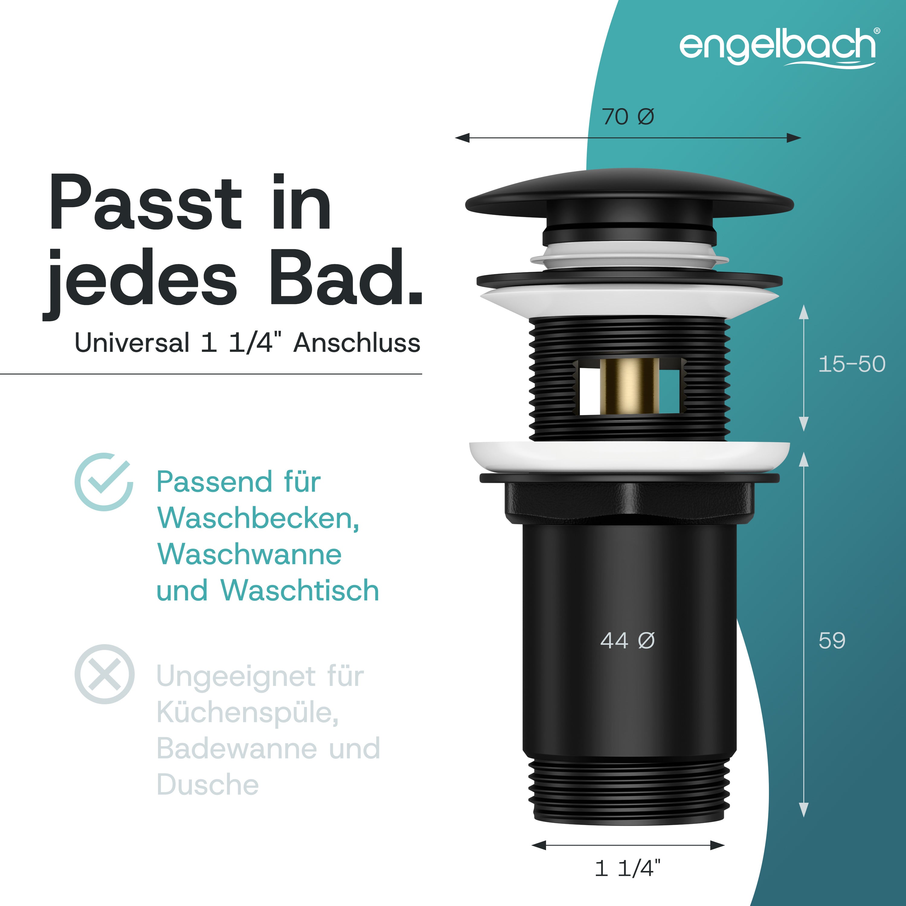 Mit Überlauf - Matt Schwarz