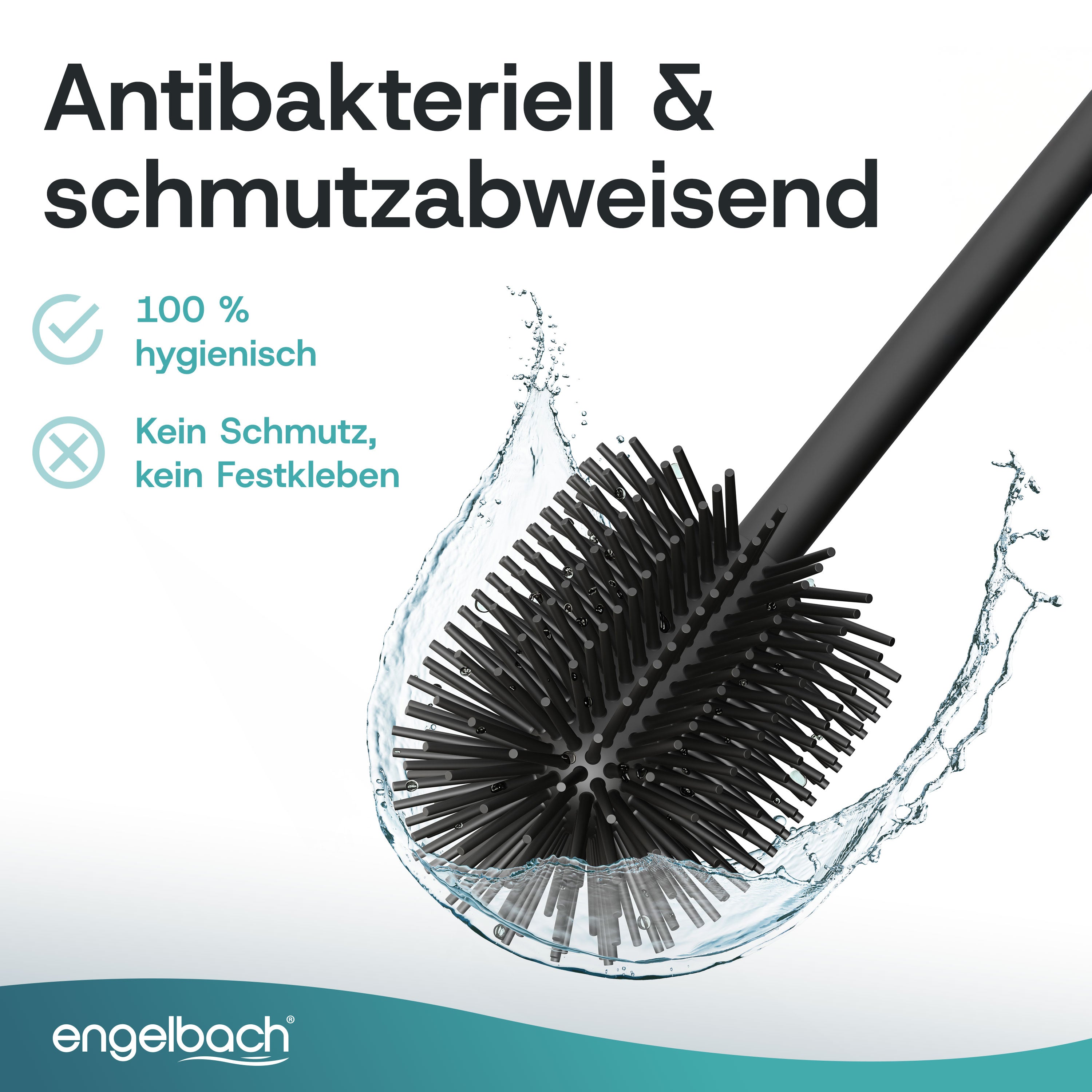 WC Bürste aus Silikon mit Edelstahl Griff - Rund