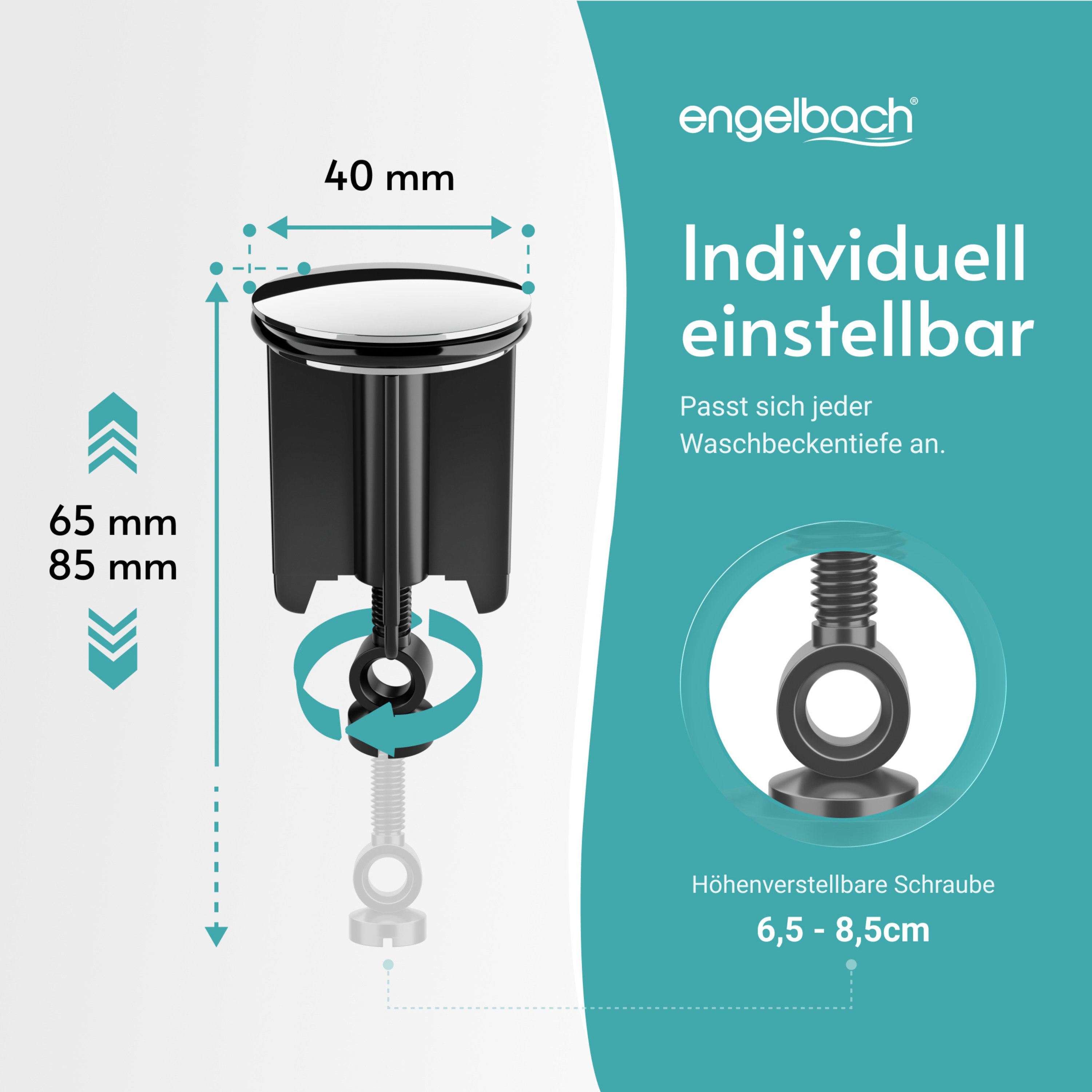 Standard Waschbeckenstöpsel 40mm Universal